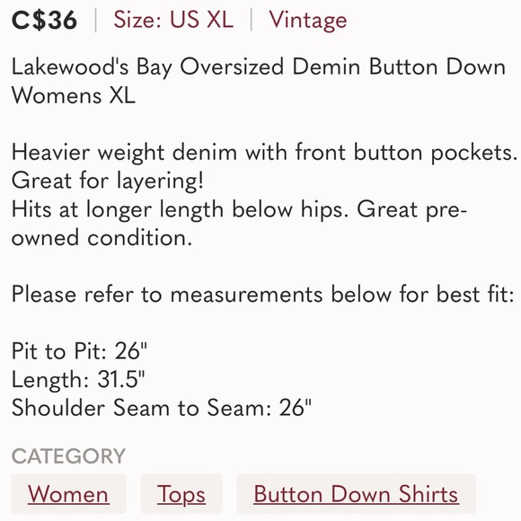 2/$45 Oversized Demin Button Down Shirt Womens XL 2/$45 - Picture 11 of 11